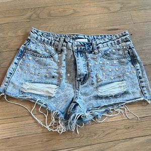 Studded jean shorts. Good condition. Size small